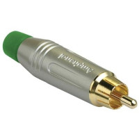ACPR-SGR - Разъем RCA кабельный, штекер, пайка, на кабель диам. до 6.0 мм, зеленый хвостовик
