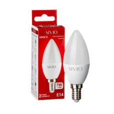 LED лампа Е14 С37 7W теплая белая 3000К SIVIO