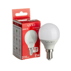 LED лампа Е14 G45 6W теплая белая 3000К SIVIO