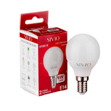 LED лампа Е14 G45 6W нейтральная белая 4100К SIVIO