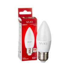 LED лампа Е27 С37 6W теплая белая 3000К SIVIO