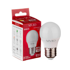 LED лампа Е27 G45 6W теплая белая 3000К SIVIO