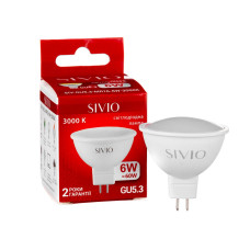 LED лампа GU5.3 MR16 6W теплая белая 3000К SIVIO