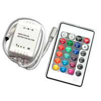 RGB контроллер ИК24 ДУ 12В, 3 канала *2А, 50х35х20мм, (ИК пульт ДУ в комплекте), FTC (КНР)