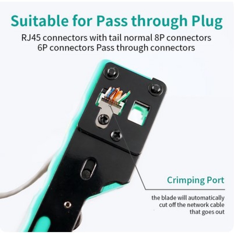 Crimper RJ45/12 pass through - Інструмент для прохідних конекторів 8p-6p Ethernet Cat6/6A