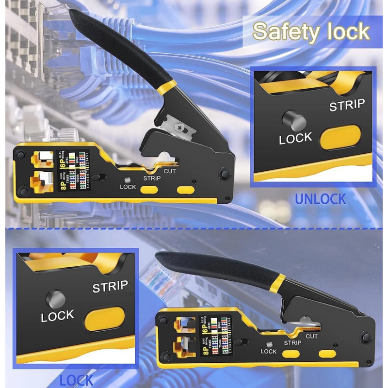 Crimper RJ45/12 pass through - Інструмент для прохідних конекторів 8p-6p Ethernet Cat6/6A