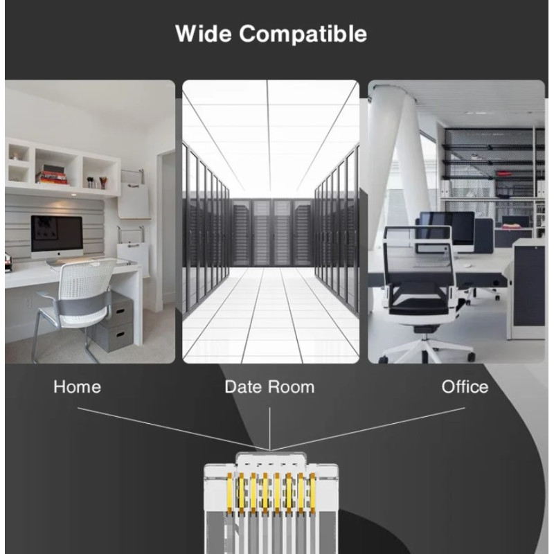 RJ45-ARC6-S21 - Разъем RJ45 проходной штекер для витой-пары Cat6 под жилу 24-26AWG