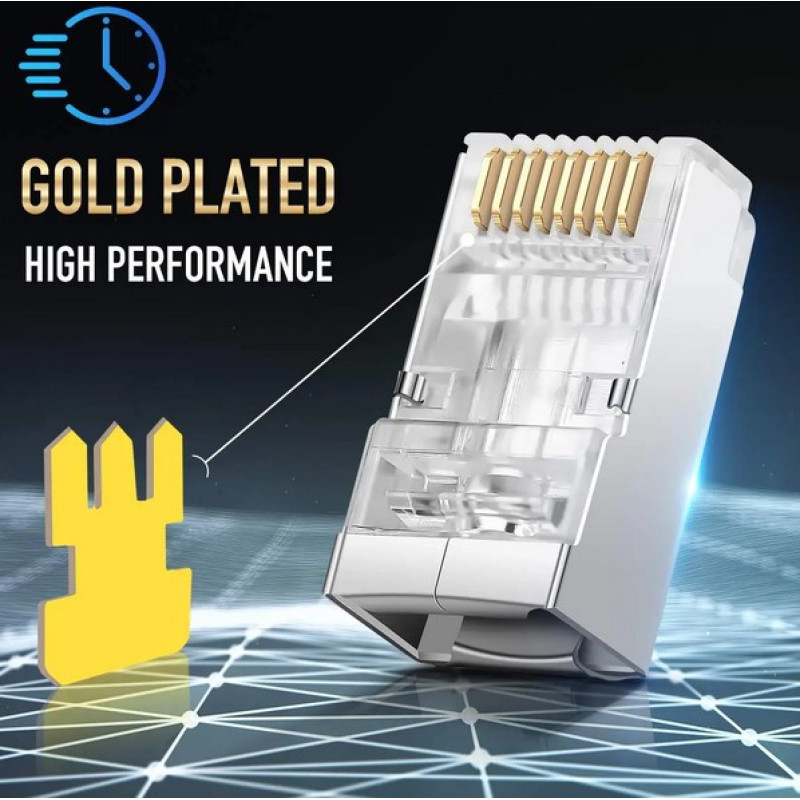 RJ45-ARC6-S21 - Разъем RJ45 проходной штекер для витой-пары Cat6 под жилу 24-26AWG