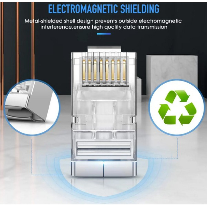 RJ45-ARC6-S21 - Разъем RJ45 проходной штекер для витой-пары Cat6 под жилу 24-26AWG