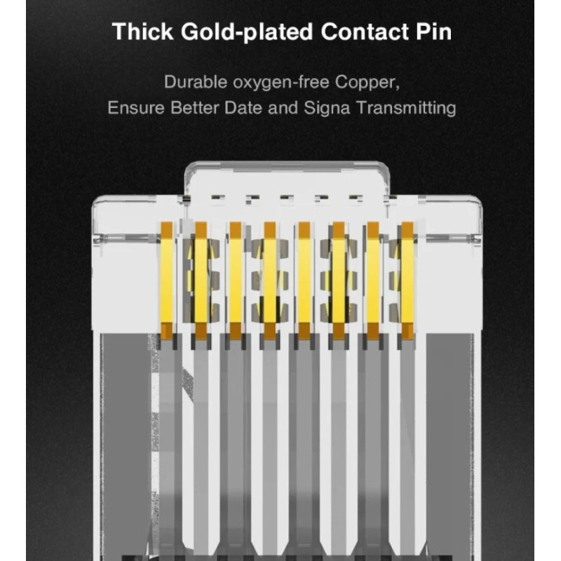 RJ45-ARC6-S21 - Разъем RJ45 проходной штекер для витой-пары Cat6 под жилу 24-26AWG