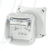 Распределительная коробка KF0202G 93x93x62 мм, IP66/67, с клеммником 5х2,5 мм², светло-серая RAL 7035 | HENSEL