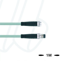 Кабель AL-SKP4.5-1-AL-SSP4.5/P00, з роз'ємами M8, гніздо пряме 5п, M8, штекер прямий, 5п, ПВХ, 1м, сірий