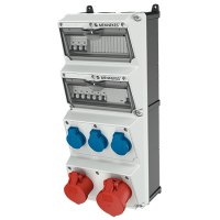 Комбінований модуль AMAXX 520x225 мм з роз'ємами 1xCEE16А5п 1xCEE32А5п 3xSchuko 1xRCD 63А 4п 0,03А 1xMCB32А3п/C 1xMCB16А3п/C 3xMCB16А1п/C IP44 | MENNE, MENNEKES (артикул 940006)