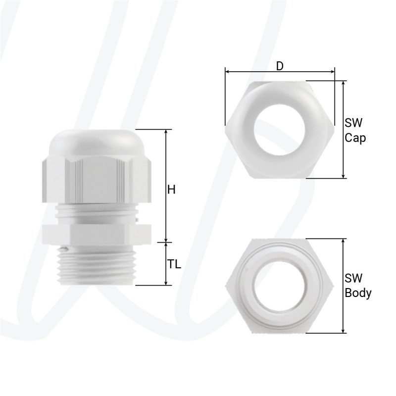 Кабельный ввод из полиамида M16x1,5 / 5–10мм / TL=10мм / светло-серый RAL 7035 / упак. 50шт