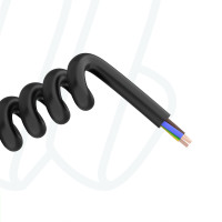 Кабель спиральный 3G1 PUR черный 1м → 5м