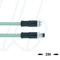 Кабель AL-SKPS4.5-2-AL-SSPS4.5/P00, з роз'ємами M8, гніздо пряме 5п, M8, штекер прямий, 5п, екранований, ПВХ, 2м, сірий