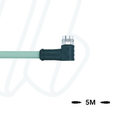 Кабель AL-SWKPS3-5/P00, з роз'ємом M8, гніздо кутове 3п, екранований, ПВХ, 5м, сірий | ESCHA