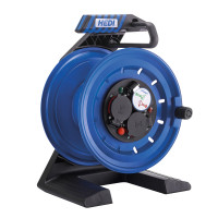 Пластиковая катушка для кабеля HEDI Generation 7 Coworker, Ø 250 мм, термозащита с HEDI DiagS, 3 розетки Schuko IP44, пустая, до 40 м кабеля H07RN-F 3х, HEDI (артикул K7A000TF)