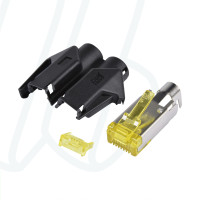 Роз'єм HIROSE RJ45 CAT.6a, 8-полюсный, обжимной разъём, позолоченные контакты, прямой, черный (комплект)