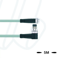 Кабель AL-SKP4-5-AL-SWSP4/P01, з роз'ємами M8, гніздо пряме 4п, M8, штекер кутовий, 4п, ПВХ, UL, 5м, сірий