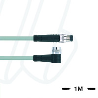 Кабель AL-SWKP4.5-1-AL-SWSP4.5/P00, з роз'ємами M8, гніздо кутове 5п, M8, штекер прямий, 5п, ПВХ, 1м, сірий