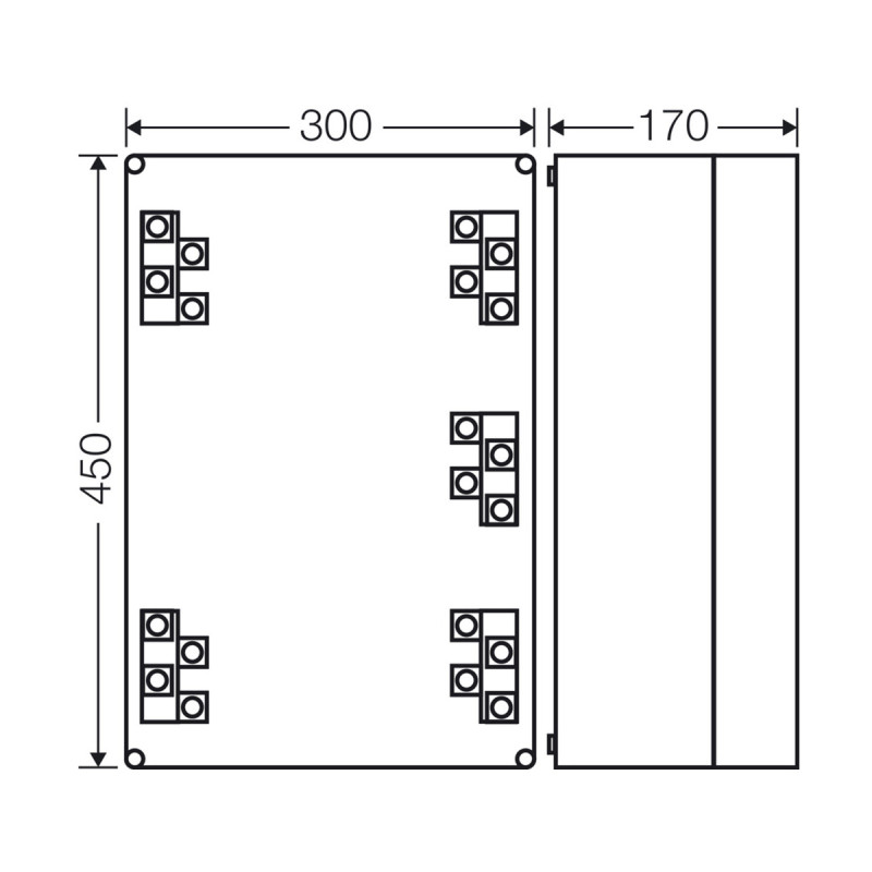 Розподільна коробка K7005 300x450x170 мм, IP65, з клемником 5х70 мм², світло-сіра RAL 7035 | HENSEL