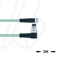 Кабель AL-SKP4.5-2-AL-SWSP4.5/P00, з роз'ємами M8, гніздо пряме 5п, M8, штекер кутовий, 5п, ПВХ, 2м, сірий