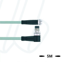 Кабель AL-SKP4.5-5-AL-SWSP4.5/P00, з роз'ємами M8, гніздо пряме 5п, M8, штекер кутовий, 5п, ПВХ, 5м, сірий