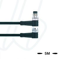 Кабель AL-SWKP4-5-AL-SWSP4/P01BK, з роз'ємами M8, гніздо кутове 4п, M8, штекер кутовий, 4п, ПВХ, UL, 5м, чорний