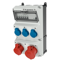 Комбінований модуль AMAXX 390x225 мм з роз'ємами 1xCEE16А5п 1xCEE32А5п 3xSchuko 1xRCD 40А 4п 0,03А 1xMCB16А3п/C 3xMCB16А1п/C IP44 | MENNEKES, MENNEKES (артикул 930008)