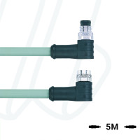 Кабель AL-SWKPS4.5-5-AL-SWSPS4.5/P00, з роз'ємами M8, гніздо кутове 5п, M8, штекер кутовий, 5п, екранований, ПВХ, 5м, сірий