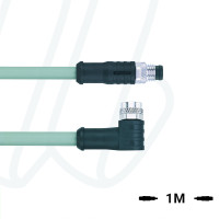 Кабель AL-SWKPS4.5-1-AL-SSPS4.5/P00, з роз'ємами M8, гніздо кутове 5п, M8, штекер прямий, 5п, екранований, ПВХ, 1м, сірий