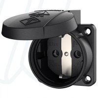 Розетка панельна SCHUKO 16A 2п+З 230В, IP54 чорна (клеми plug-in), MENNEKES (артикул 11312)