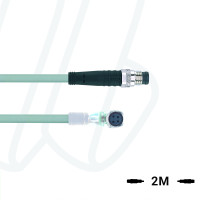 Кабель AL-SWKP4P2-2-AL-SSP4/P01, з роз'ємами M8, гніздо кутове 4п, M8, штекер прямий, 4п, з LED, ПВХ, UL, 2м, сірий