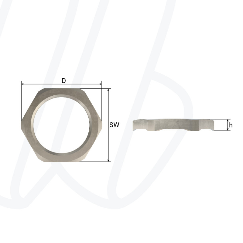 Контргайка EMC латунная M16x1,5 / SW=19мм