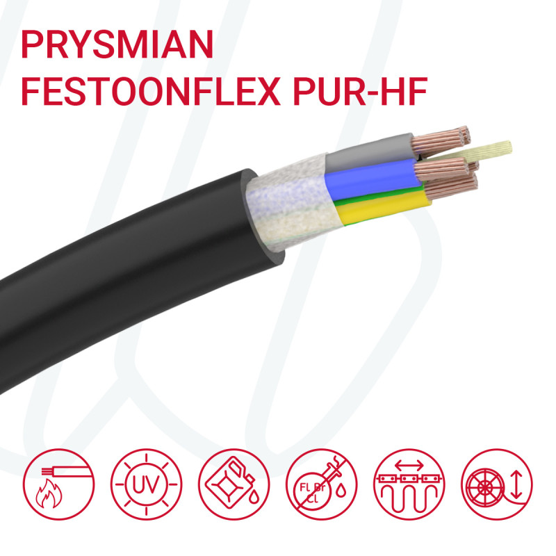 Кабель PRYSMIAN Festoonflex PUR-HF 4G1,5 0,6/1 кВ чорний