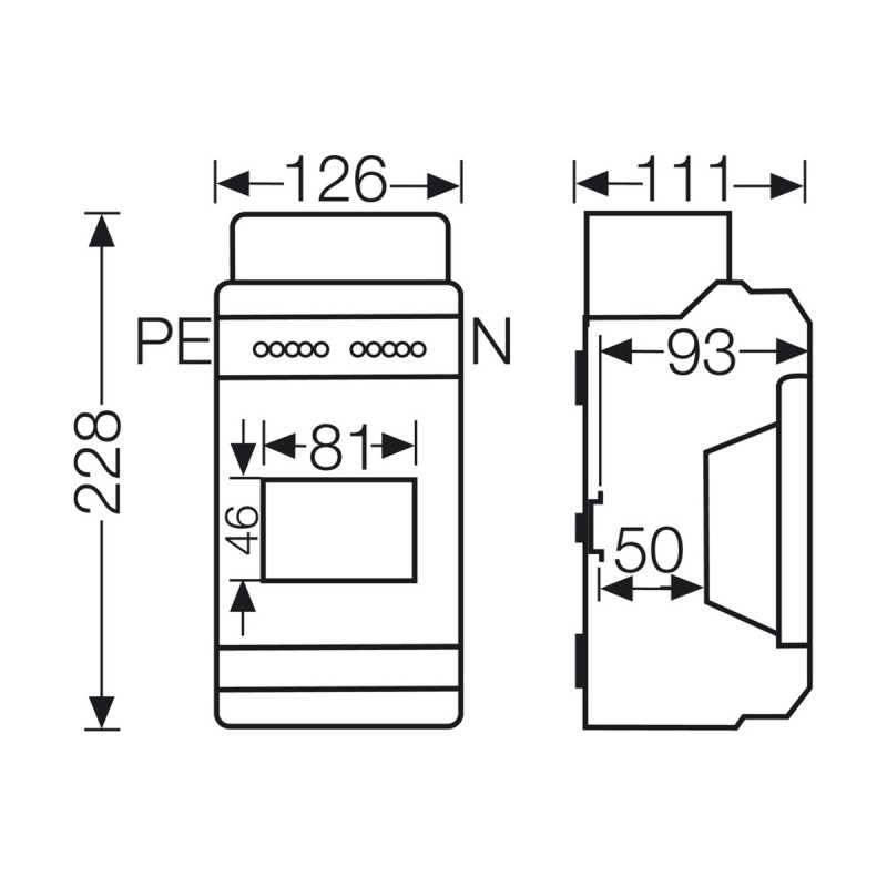 Розподільний щит KV 1504 з клемниками, 1х4.5 модулів, IP54 | HENSEL