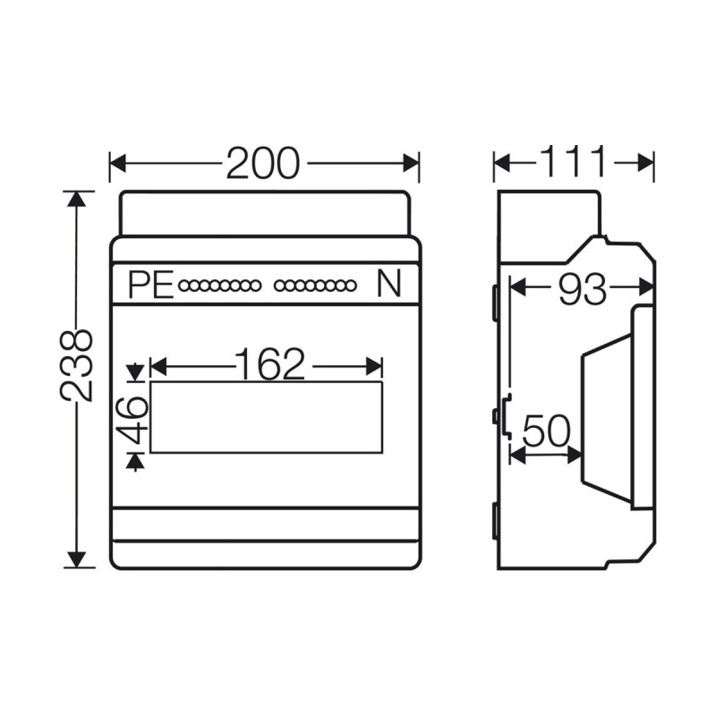 Розподільний щит KV 1509 з клемниками, 1х9 модулів, IP54 | HENSEL