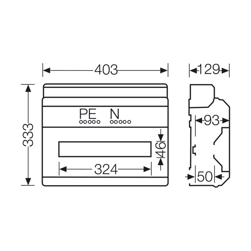 Розподільний щит KV 1518 з клемниками, 1х18 модулів, IP54 | HENSEL