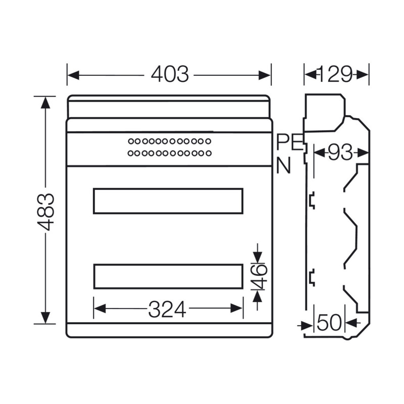 Розподільний щит KV 2536 з клемниками, 2х18 модулів, IP54 | HENSEL