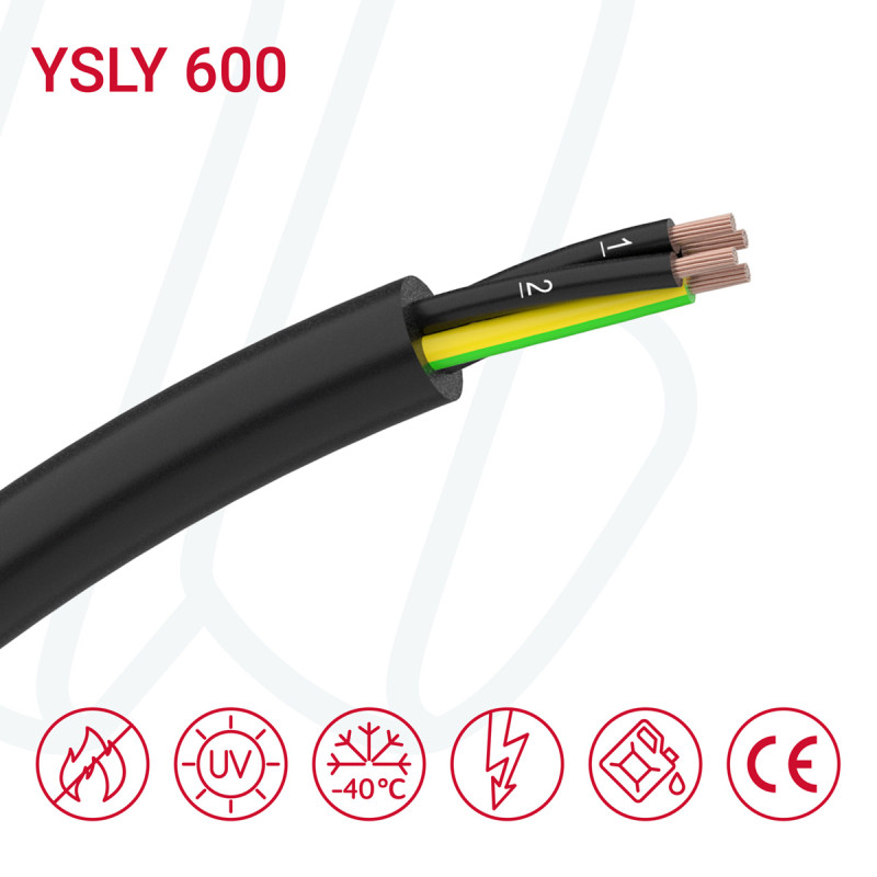 Кабель YSLY-JZ 600 3G1,5 0,6/1кВ чорний
