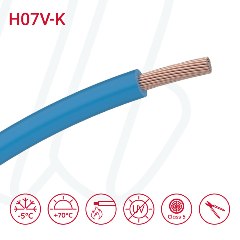 Провід H07V-K 1X120 блакитний RAL 5015