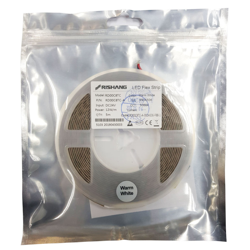 Светодиодная лента 2835-128-IP20-NW-10-24  RD00C8TC-A  5000K CRI90