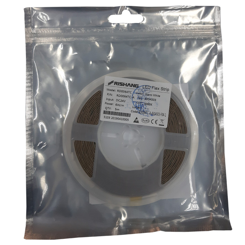 Світлодіодна стрічка 2835-64-IP20-WW-10-24 RD0064TC-A 3000K CRI80