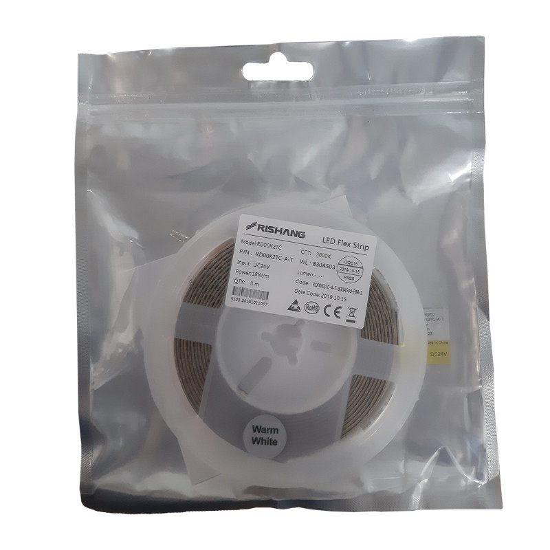 Світлодіодна стрічка 2835-192-IP20-WW-10-24  RD00K2TC-A 3000K CRI80  3м. н/у