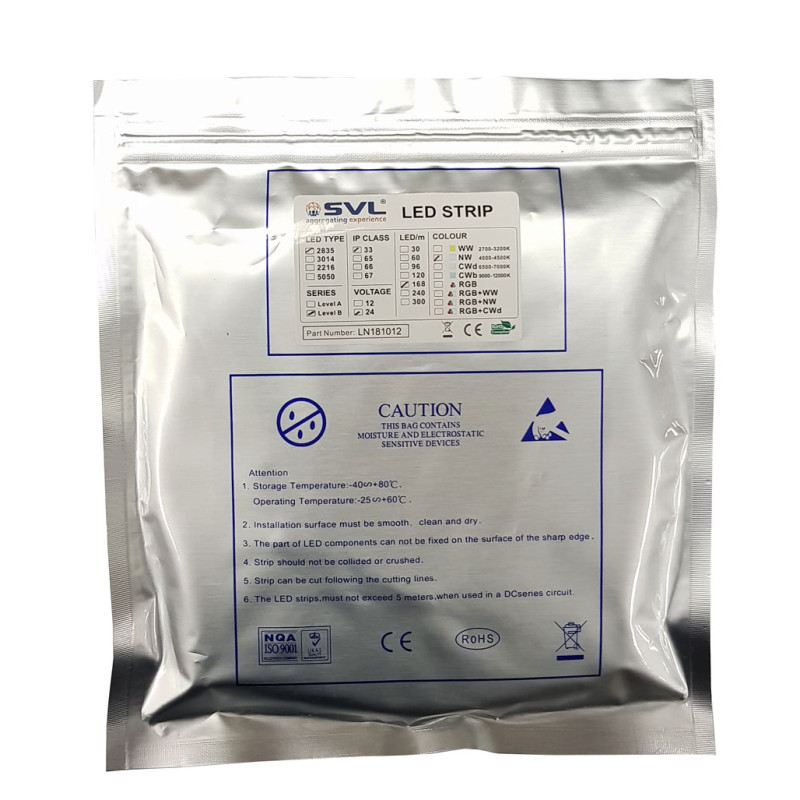 Світлодіодна стрічка 2835-168-IP33-NW-10-24 /C/ 4000-4200К
