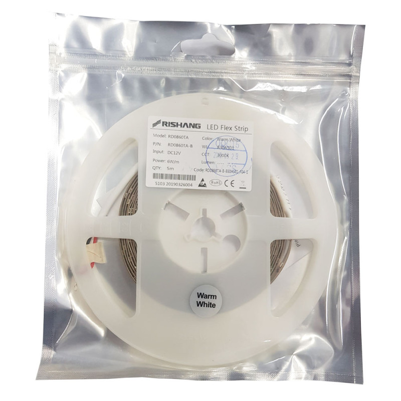 Світлодіодна стрічка 2835-60-IP20-WW-8-12 RD0860TA-B 3000K CRI80