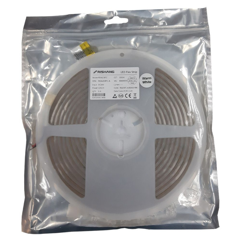Светодиодная лента 2835-128-IP67-WW-12-24 RDA2C8TC-A 3000K CRI80