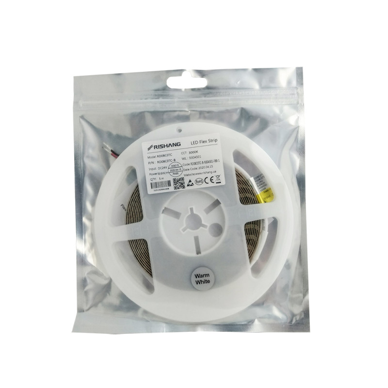 Светодиодная лента 2835-120-IP20-WW-8-24 RD08C0TC-B 3000K CRI90