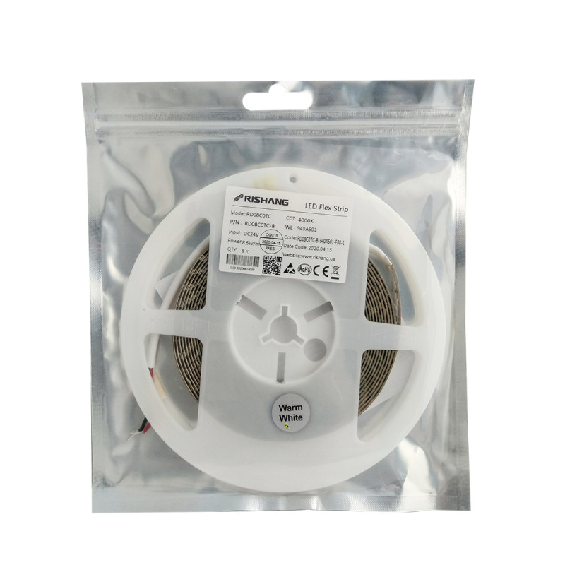 Светодиодная лента 2835-120-IP20-NW-8-24 RD08C0TC-B 4000K CRI90